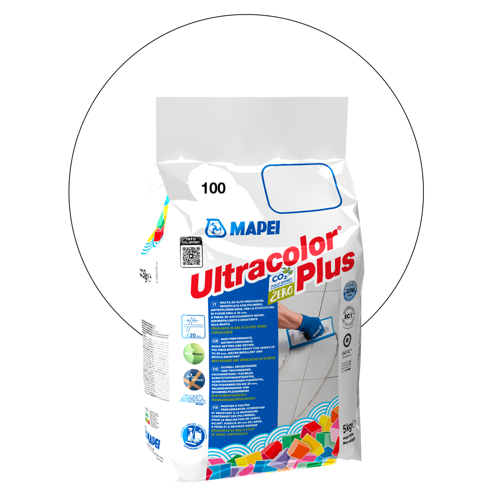 Voegmortel Ultracolor wit; 5 kg.