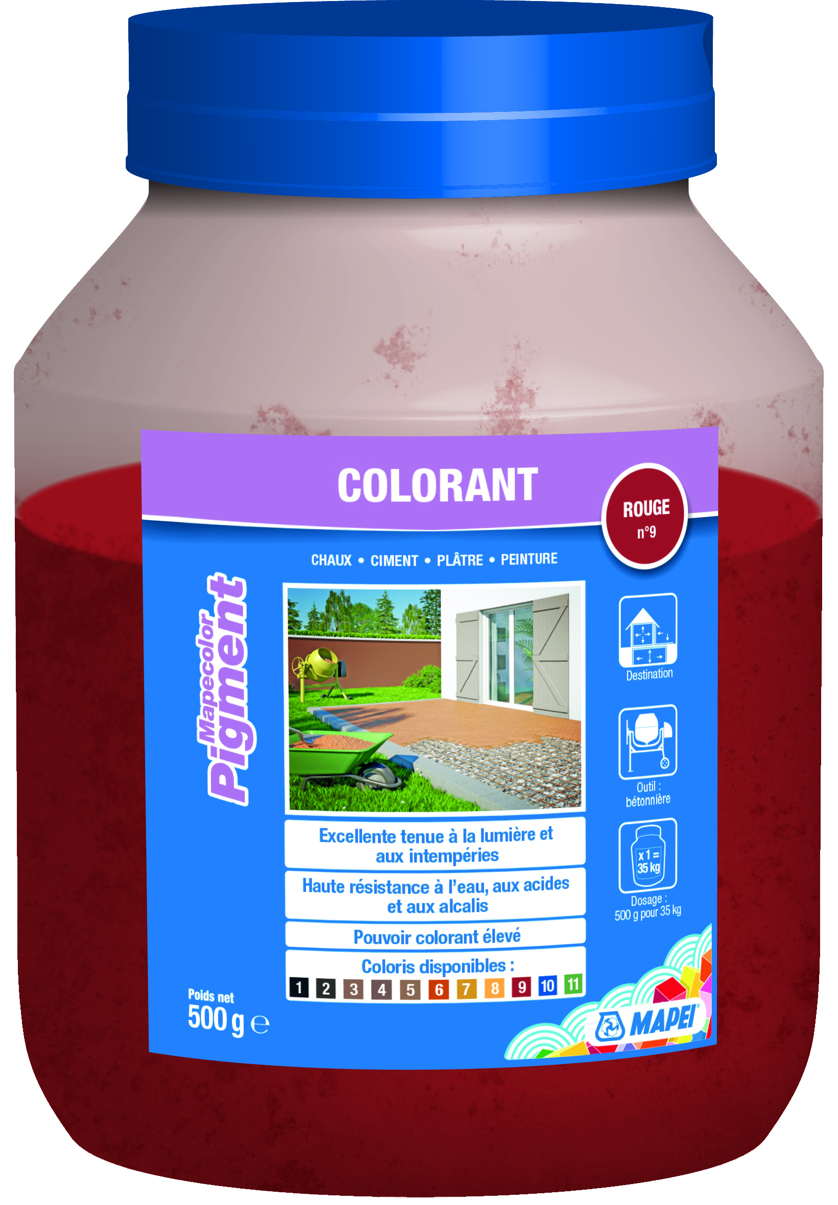 Kleurstof Mapecolor rood; 0,5 kg.