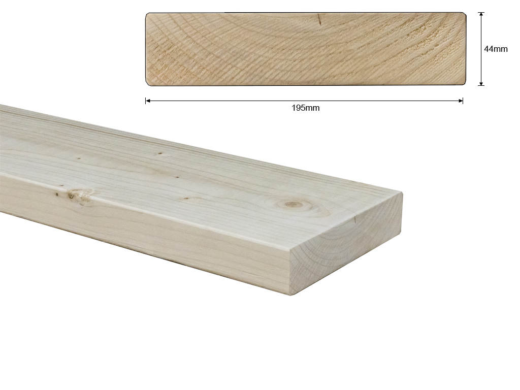 Vuren C 44x195 mm. geschaafd