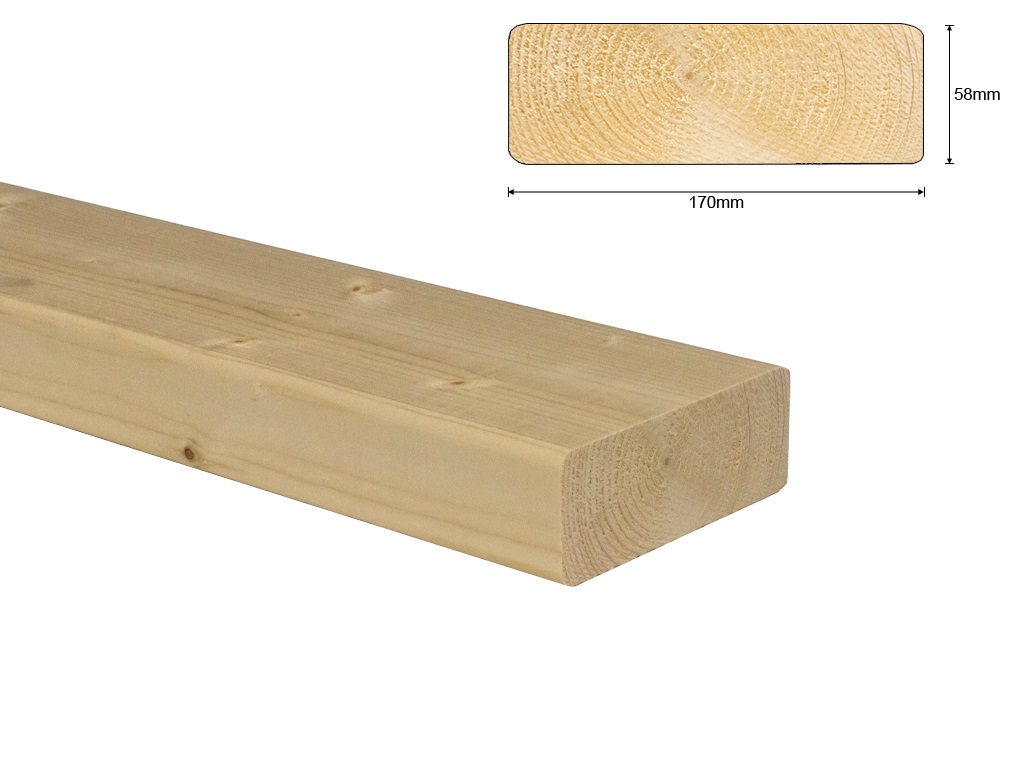 Vuren C 58x170 mm. geschaafd