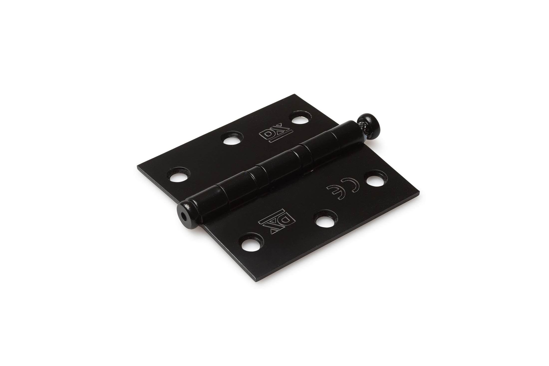 Kogelscharnier 76x76 mm. zwart; recht